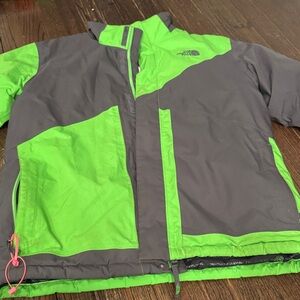 The North Face Kids Gray and Neon Green Puffer Jacket
